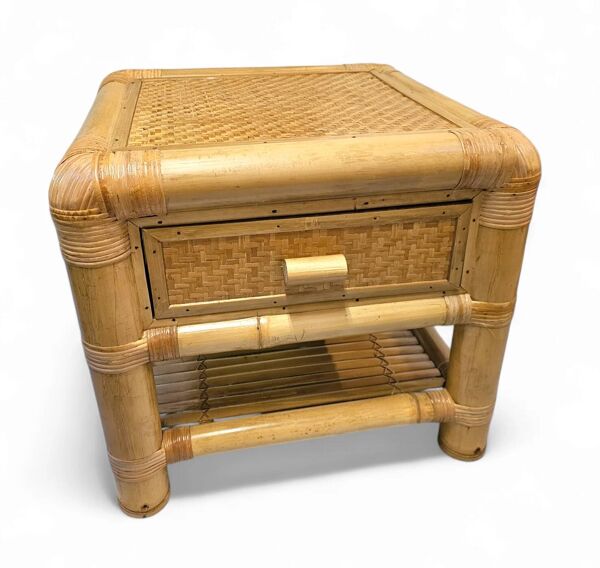 2 tables de chevet / tables d'appoint en bambou / années 1980