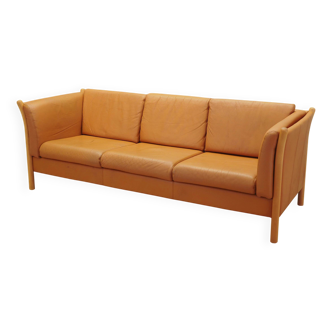 Canapé en cuir orange, design danois, années 1970, production : Danemark