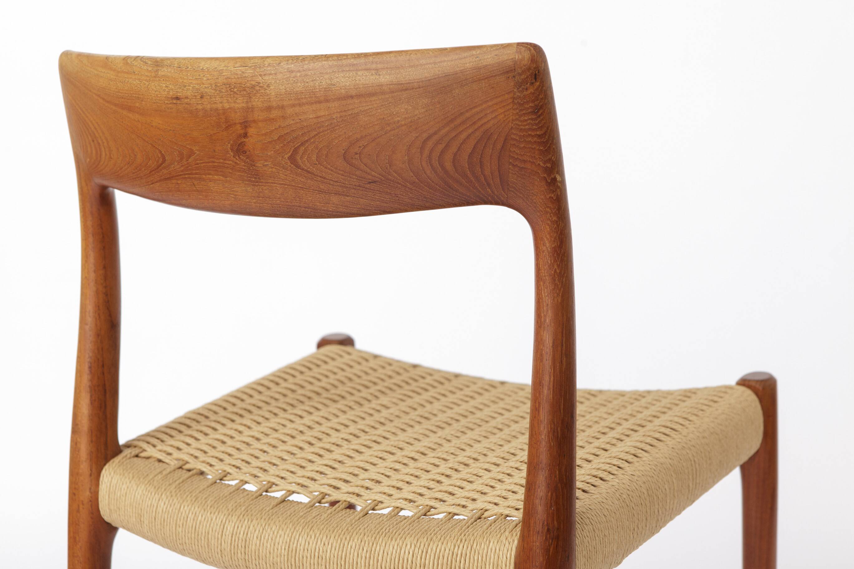 1 of 3 Niels Otto Møller Model 77 Teak Dining Chair,  Paper Cord, 1960s