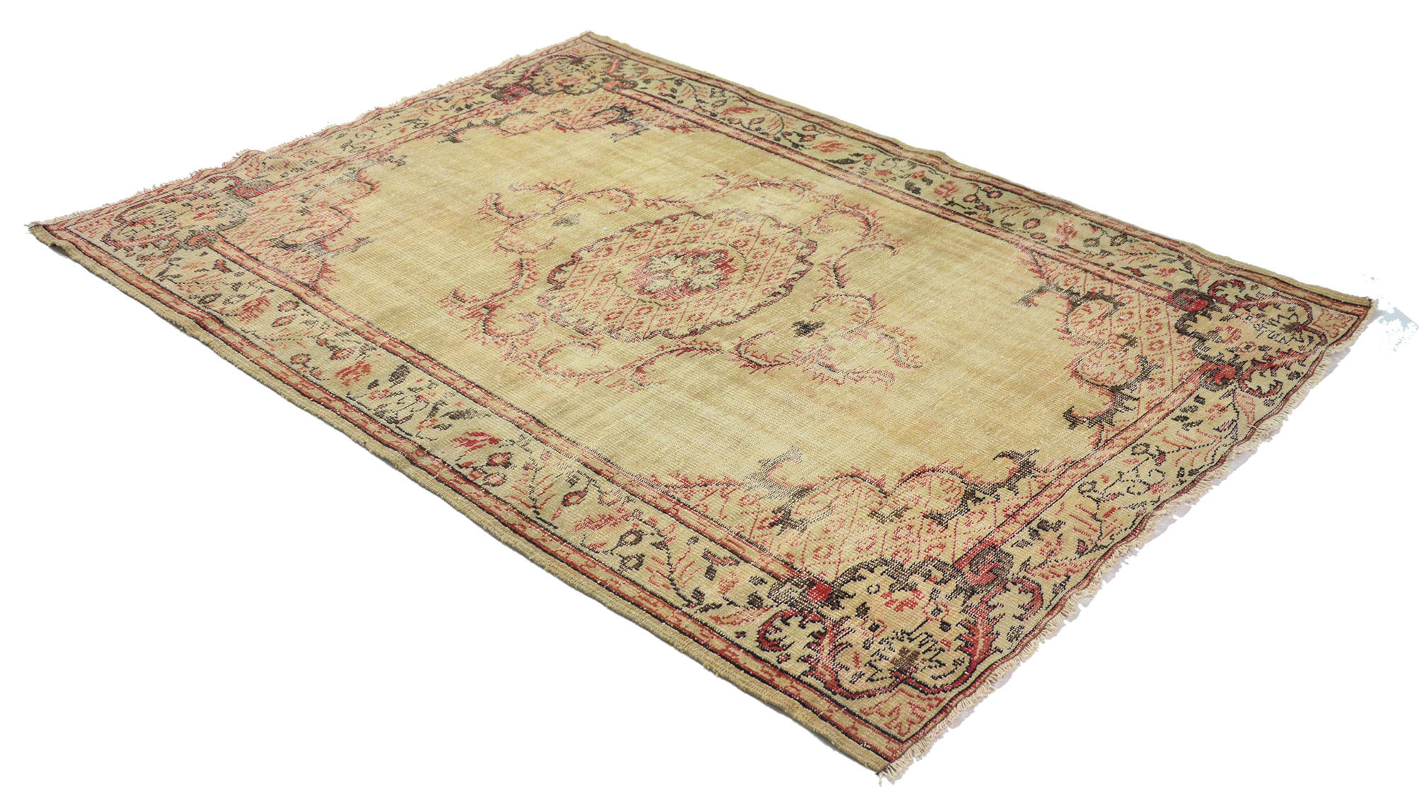 Anatolian handmade vintage rug 253 cm x 181 cm