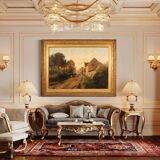 Peinture à l'huile sur toile, signée et datée de 1899, représentant un paysage français.