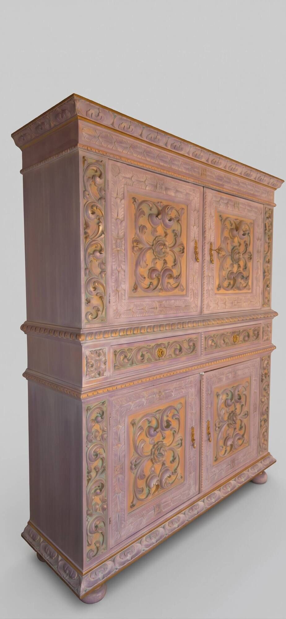 19th-century Renaissance Revival two-body cabinet: inspired by Monet's water lilies.