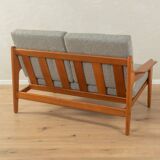 Teak and gray fabric sofa, 1960s