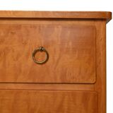 Scandinavian 1950s birch chest of drawers with brass handles