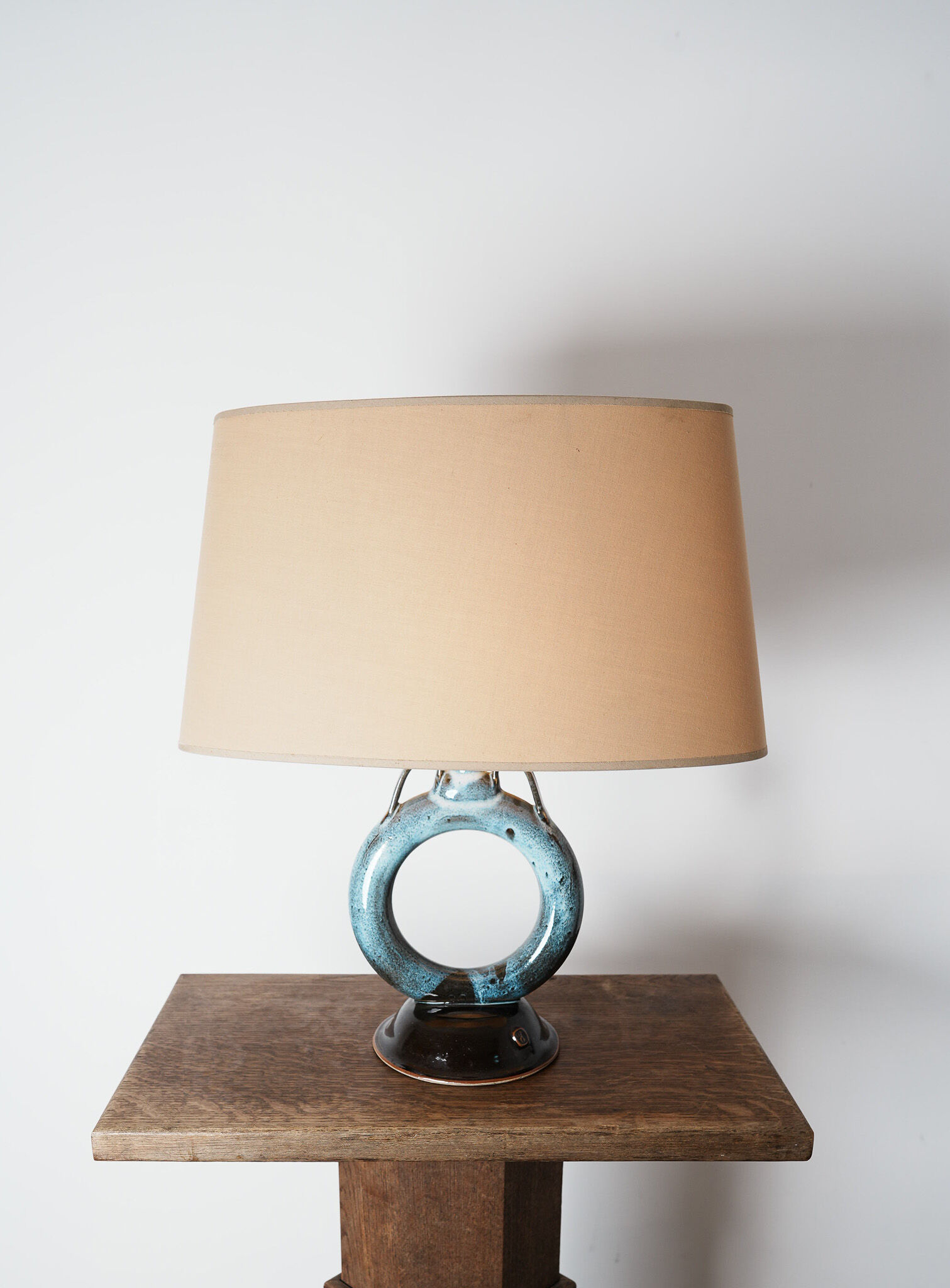 Porcelain lamp with its appearance in the shape of a round