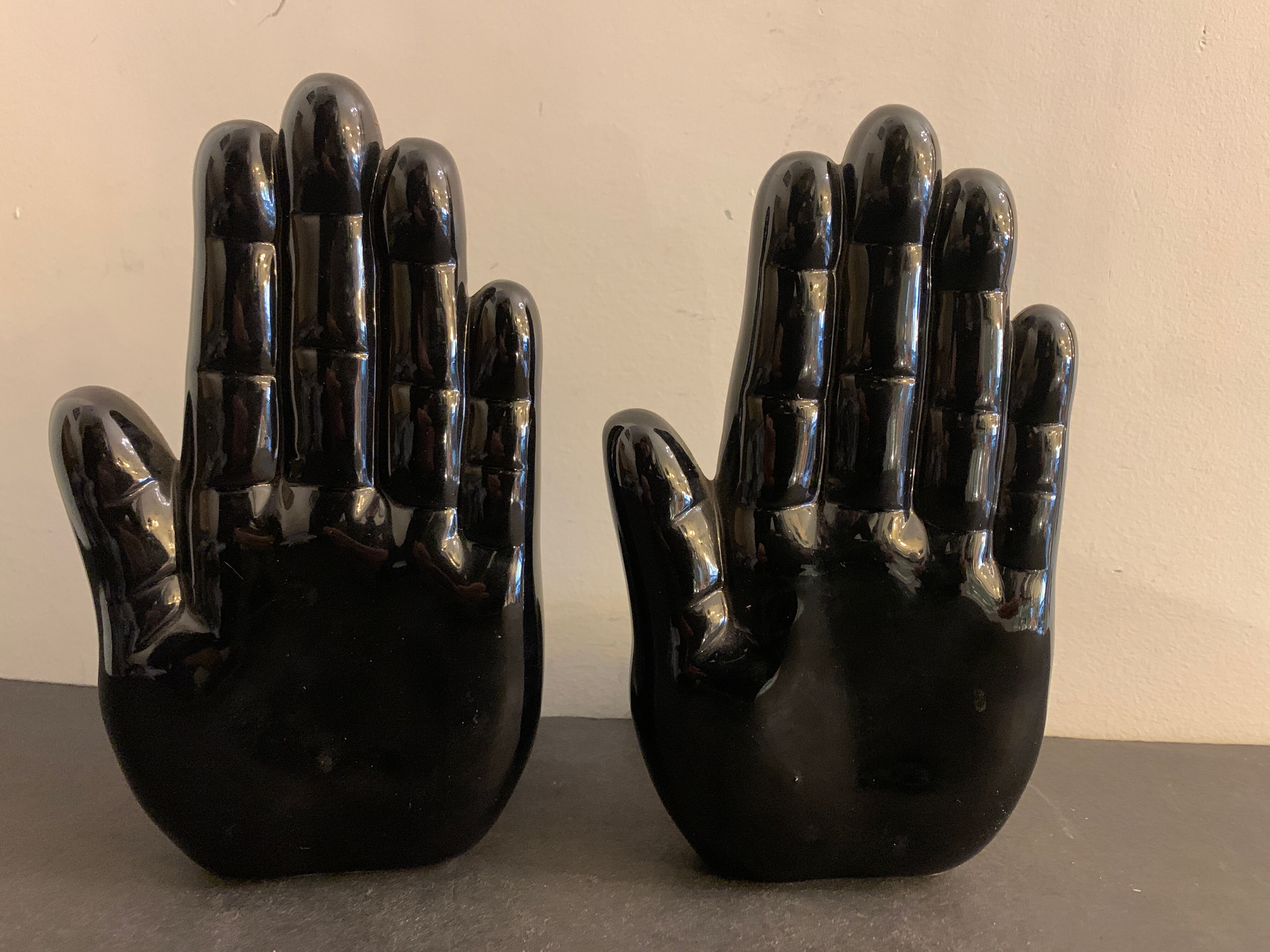 Pair of black ceramic hand book greenhouse, 1970, Netherlands