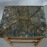 Wooden and straw workshop stool