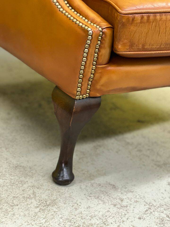 Vintage Chesterfield Regency Style Brown Leather Club Armchair