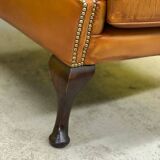 Fauteuil Club en cuir brun vintage Chesterfield Regency Style