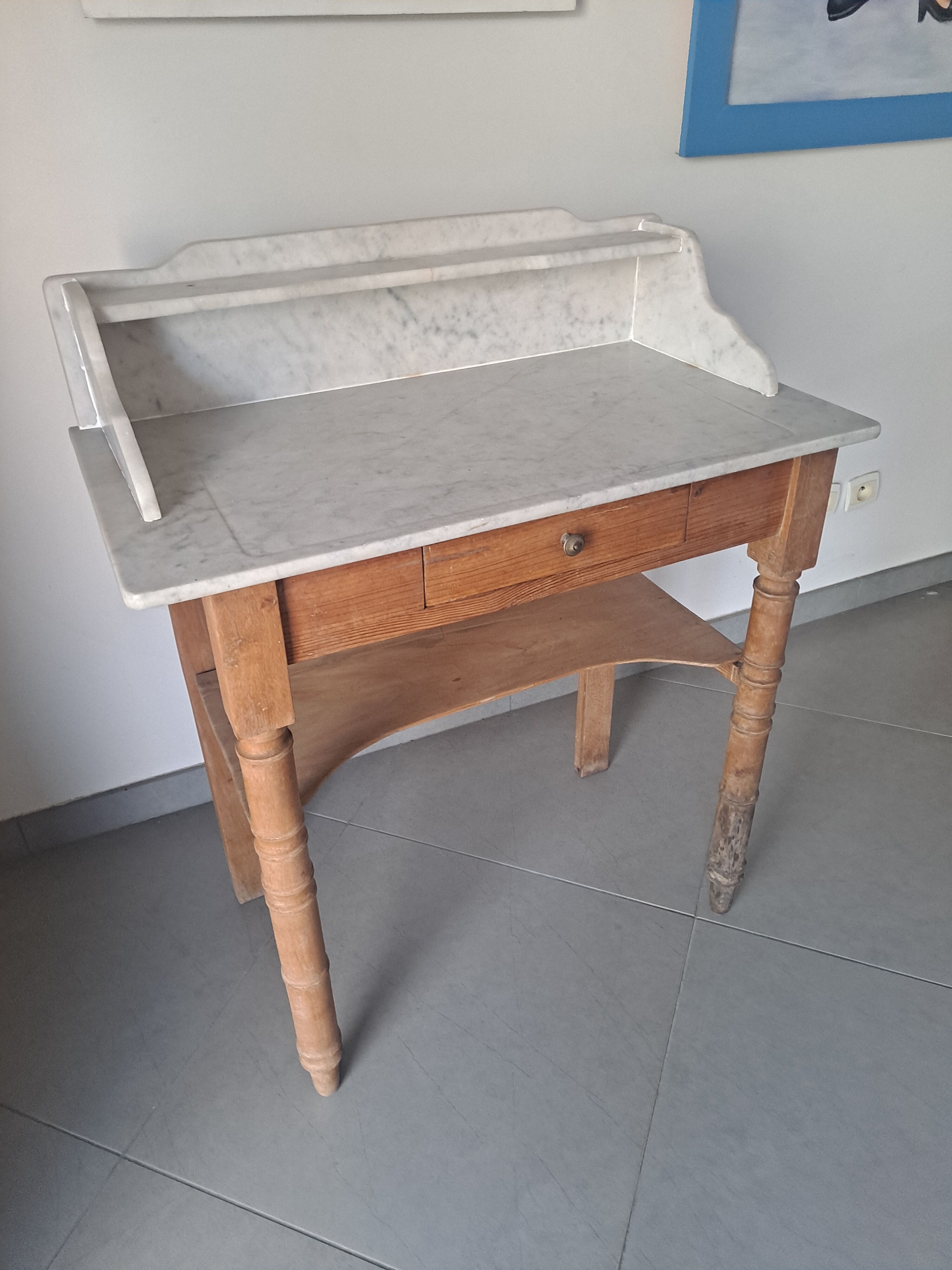 Old toilet table hairdresser with marble tray.