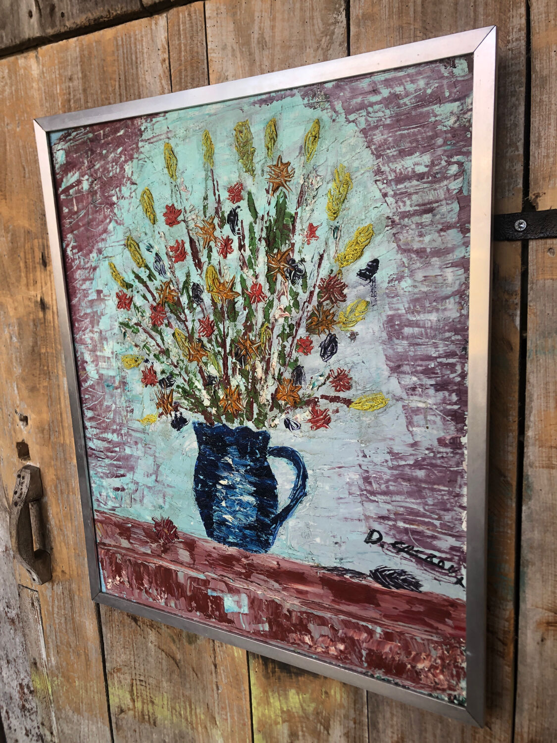 Oil painting on canvas d cherou vase of flowers