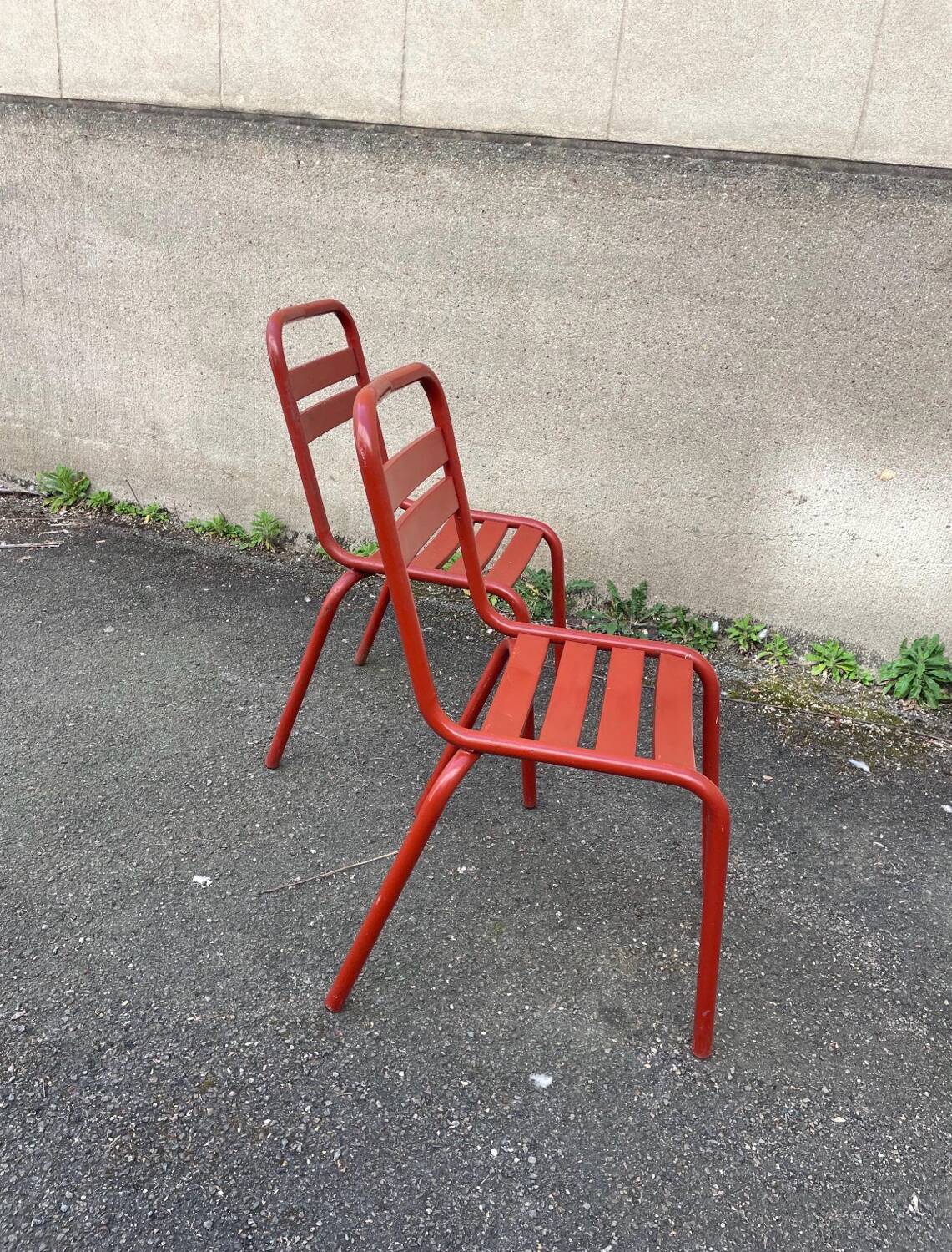 2 Vintage Tolix Style Chairs - Metal. 1950s. French Vintage. - jo