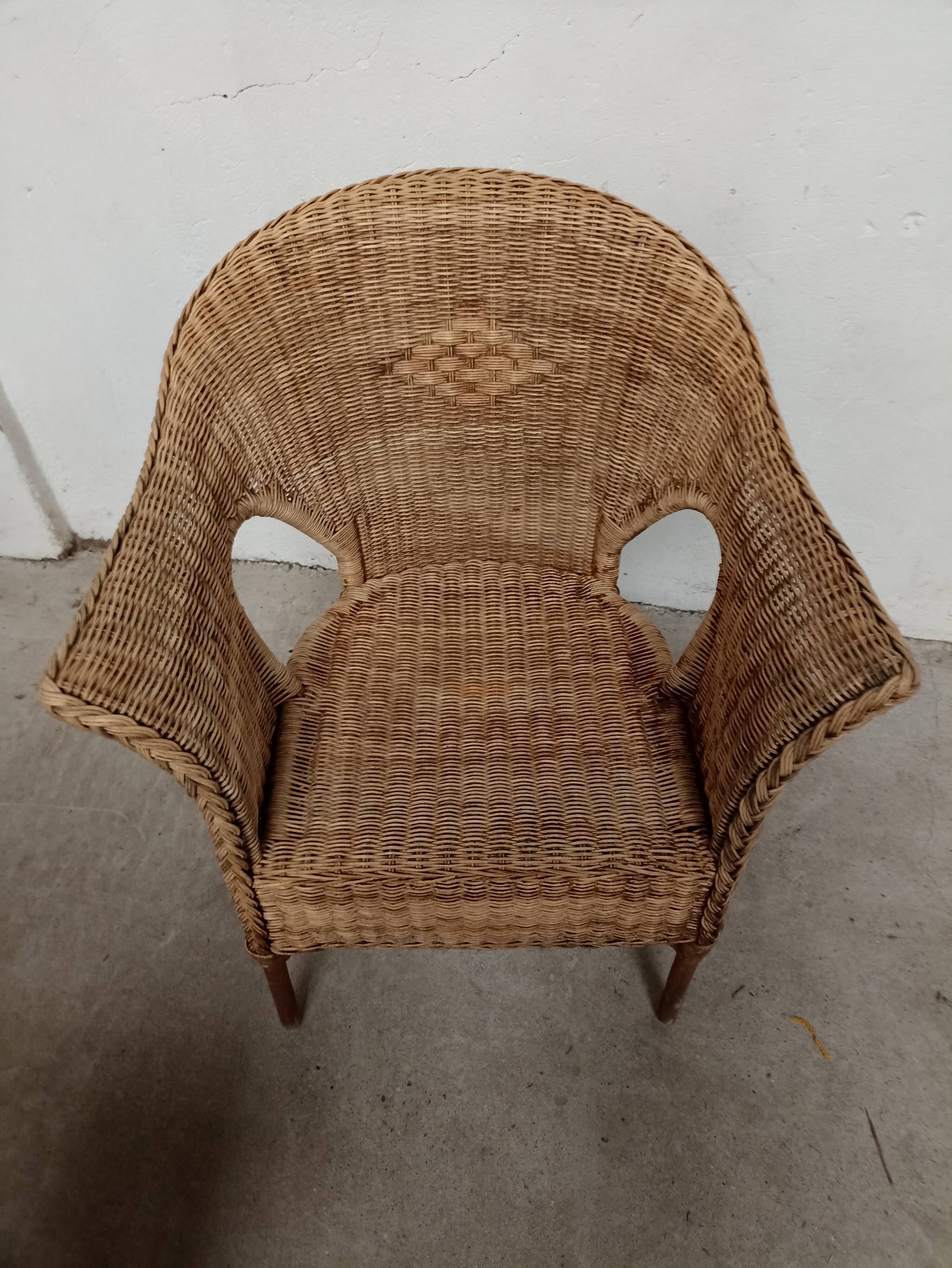 Pair of rattan armchairs