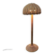 Large French rattan floor lamp, mushroom shade, vintage wicker standing lamp