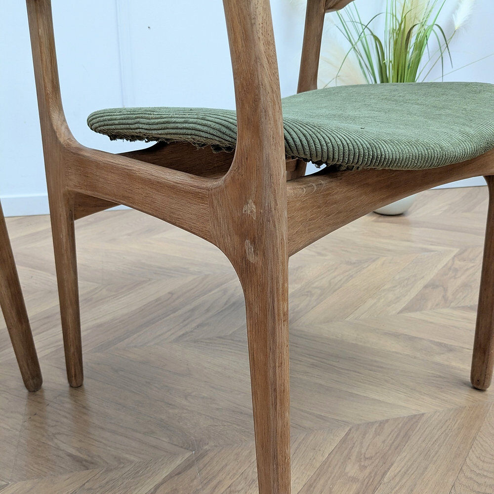 Vintage Erik Buch chair pair - oak & velvet