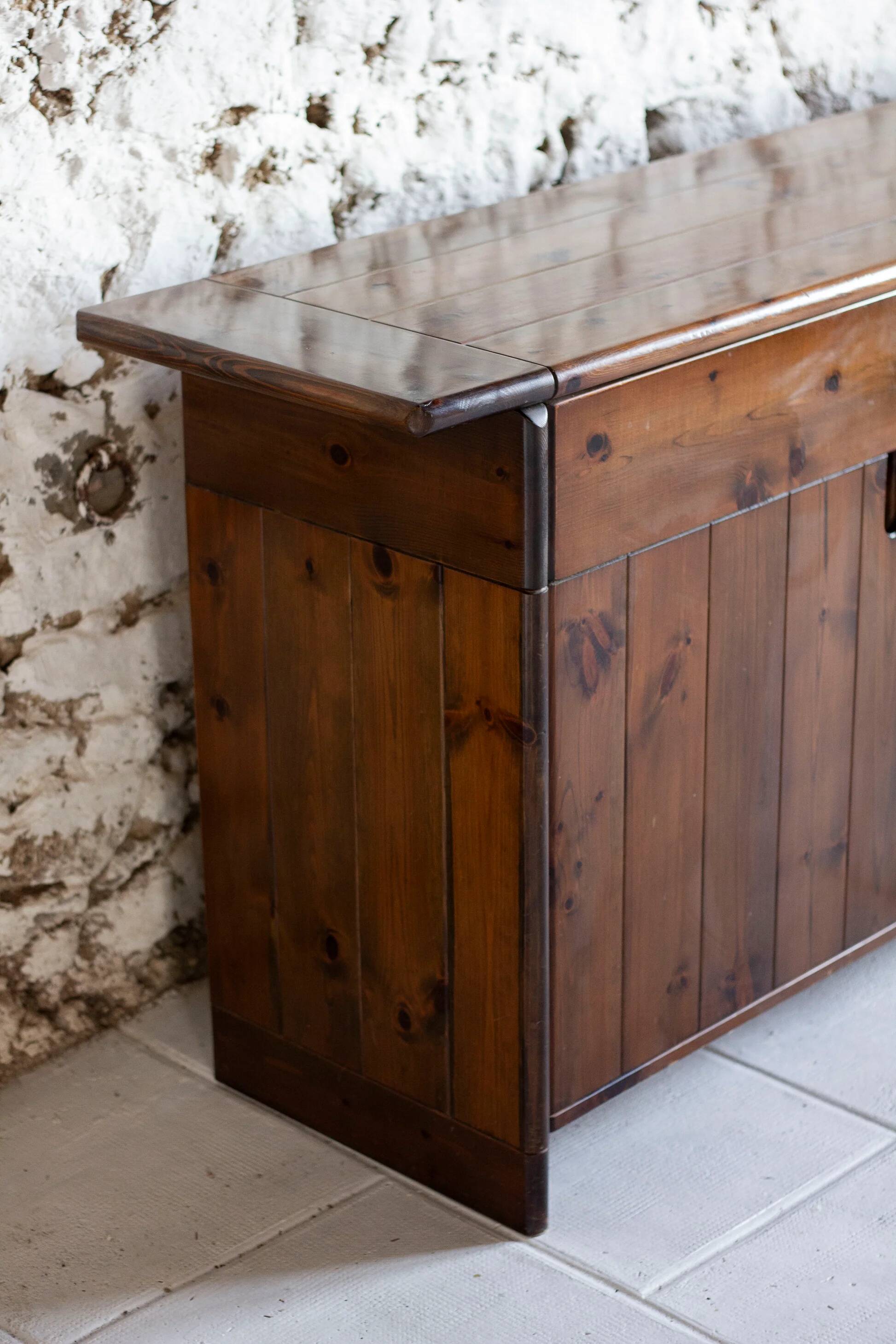 Enfilade by Silvio Coppola in stained solid wood, 1970.