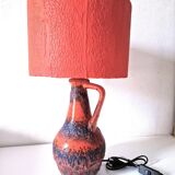 Vintage coral stoneware lamp west germany