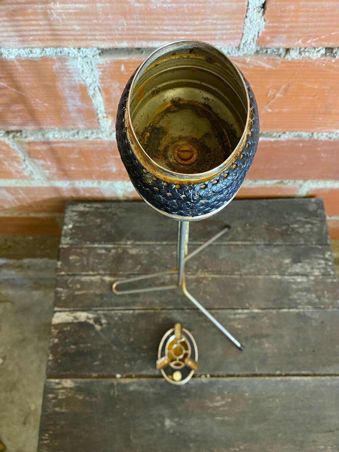 Tripod Metal Gold Ashtray + Vintage Push Ashtray
