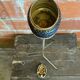 Tripod Metal Gold Ashtray + Vintage Push Ashtray