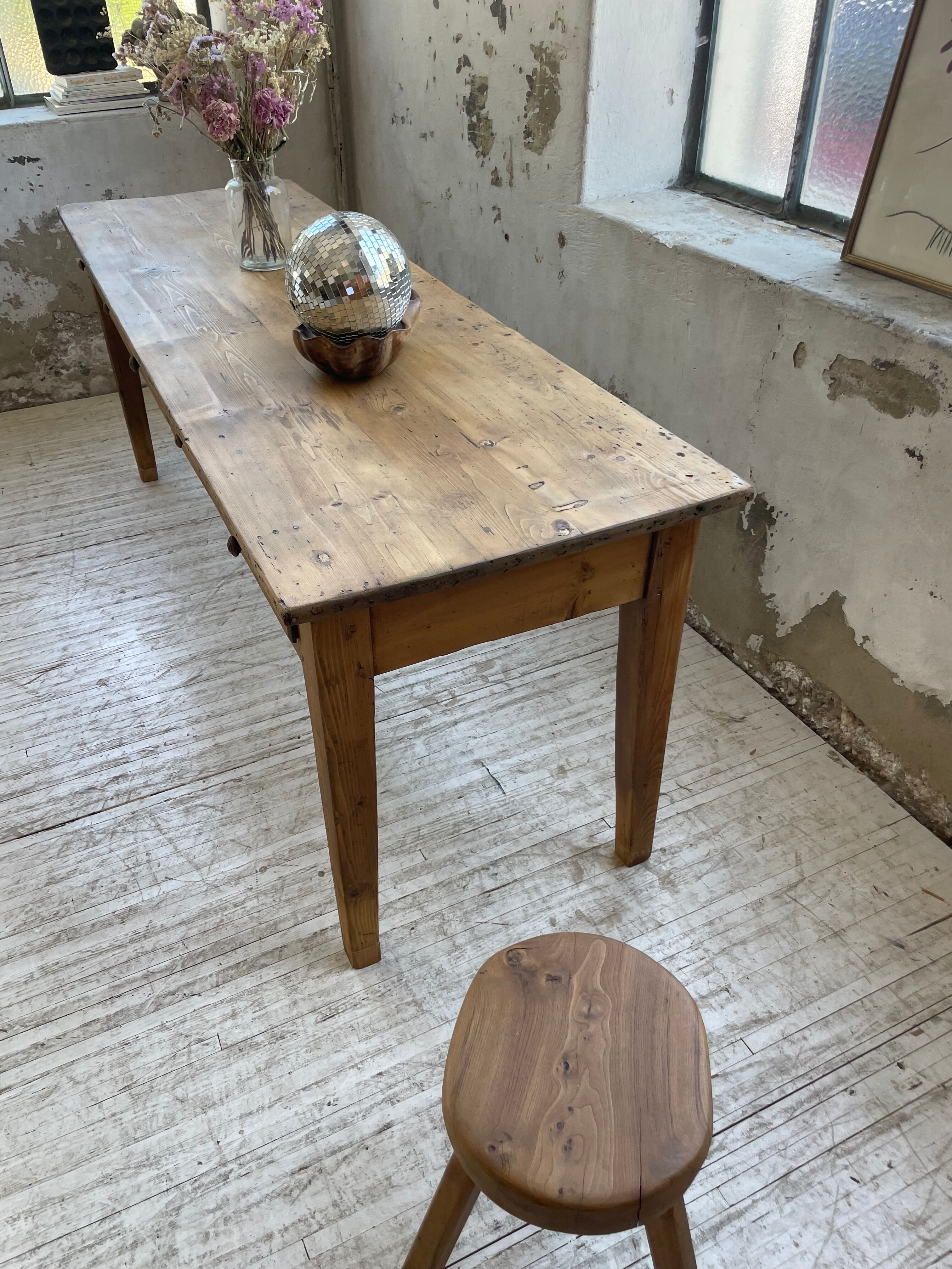 Farmhouse table pine multi-drawers