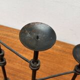 Mid-century brutalist extendable wrought iron floor chandelier, 1960s.