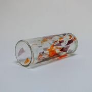 Vintage Tall Italian Vase in Clear Murano Glass with "Mosaic" Flakes Decoration