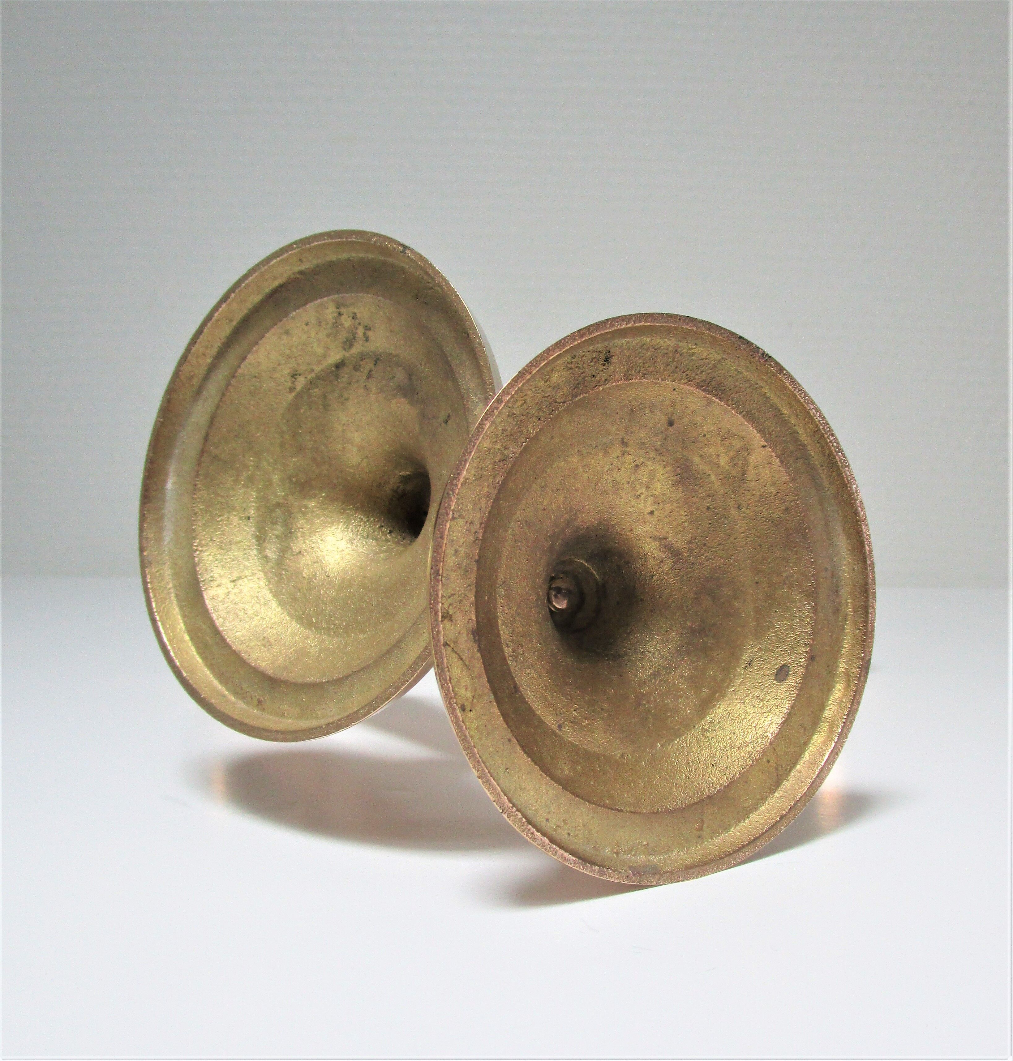 pair of candle holders solid brass gilded neo classic vintage style