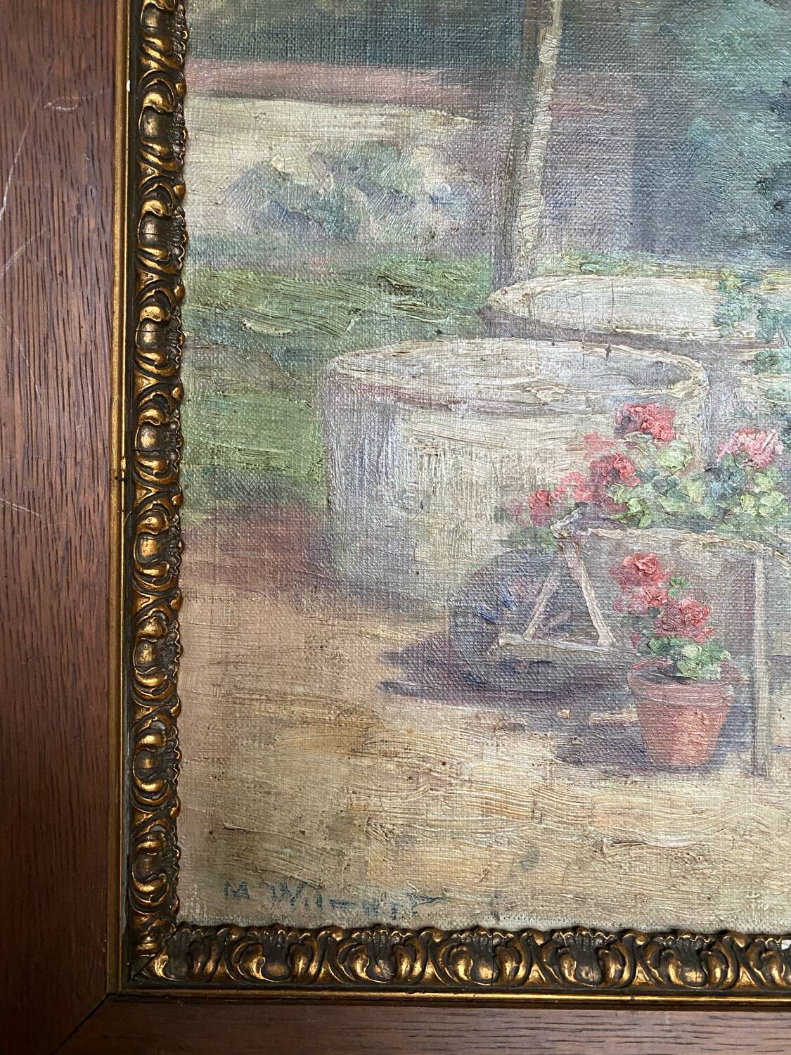 Oil on canvas signed old “Jardin”