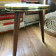 Small tripod table compass feet in formica marbled effect and brass strapping Vintage 50s 60s