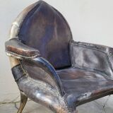 Fauteuil en corne et cuir ancien - 1950s