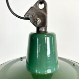 Green Enamel and Cast Iron Industrial Cage Pendant Light, 1960s