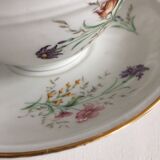 Duo of white Limoges porcelain cups with flowers