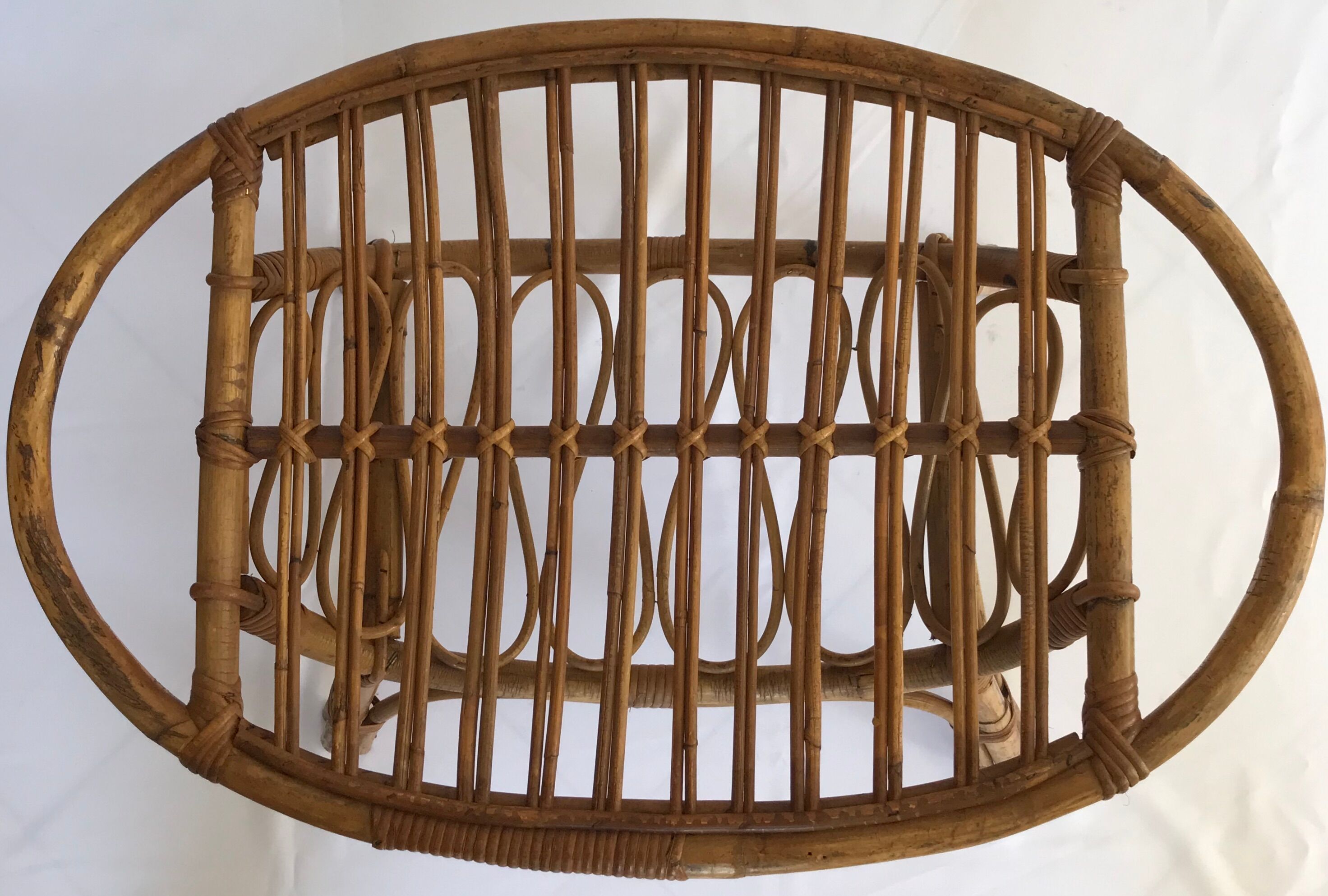 Oval rattan coffee table, Italy 50s
