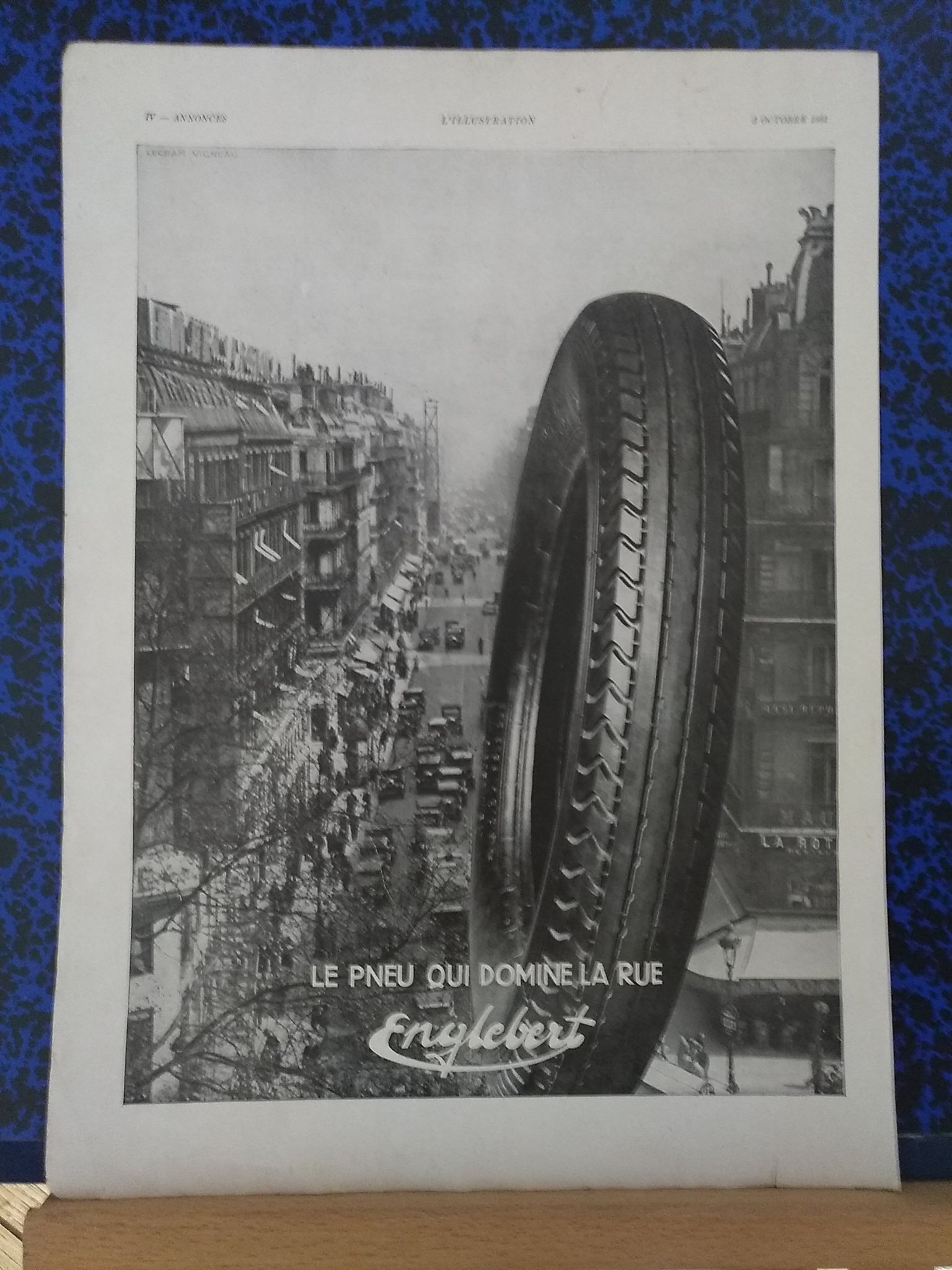 Englebert tire advertisement dominating the street!  issue reviewed year 1931