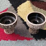 Pair of small ceramic candle holders Structured by Pieter Groeneveldt 1960's