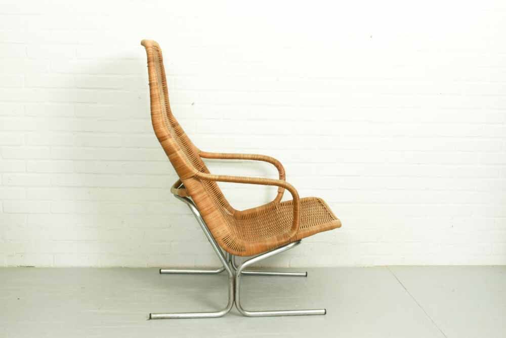 Mid Century Wicker Lounge Chair by Dirk van Sliedregt for Jonker Brothers, 1960s