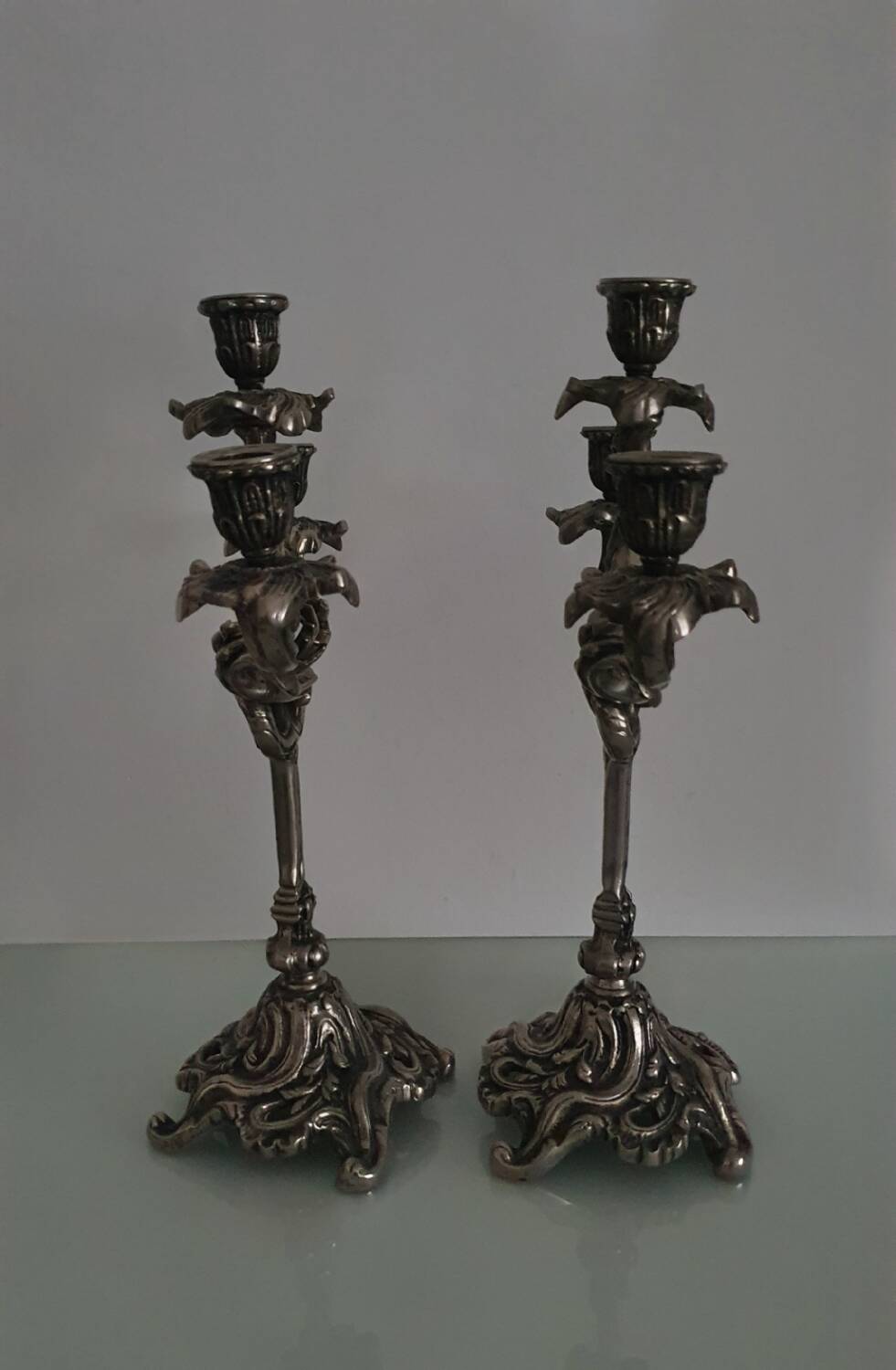 Pair of Louis XV style rocaille candelabras