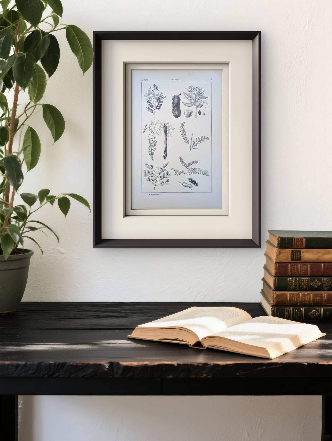 Imprimée en 1889, les légumineuses. Planche botanique ancienne.