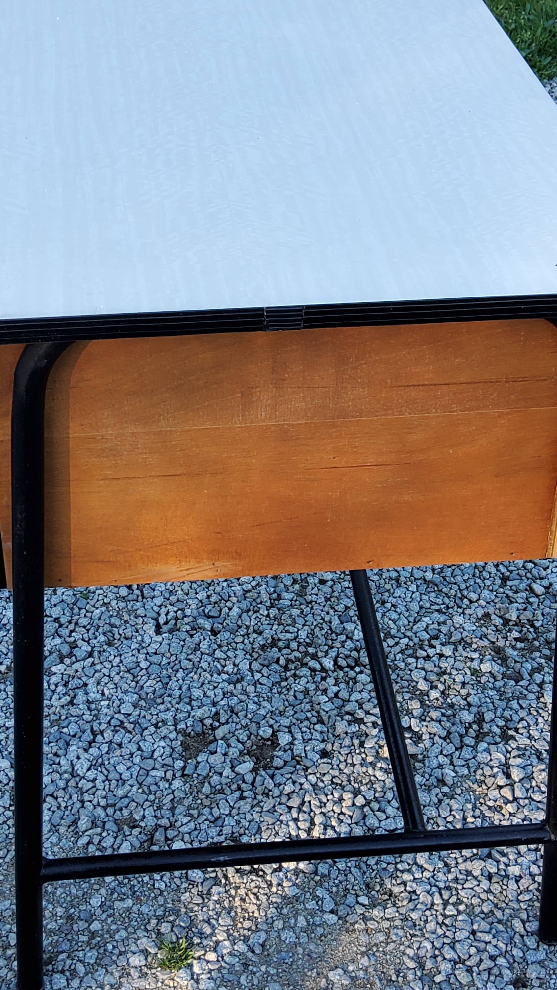 Office of 50/60s in formica base tubes black metal 3 drawers