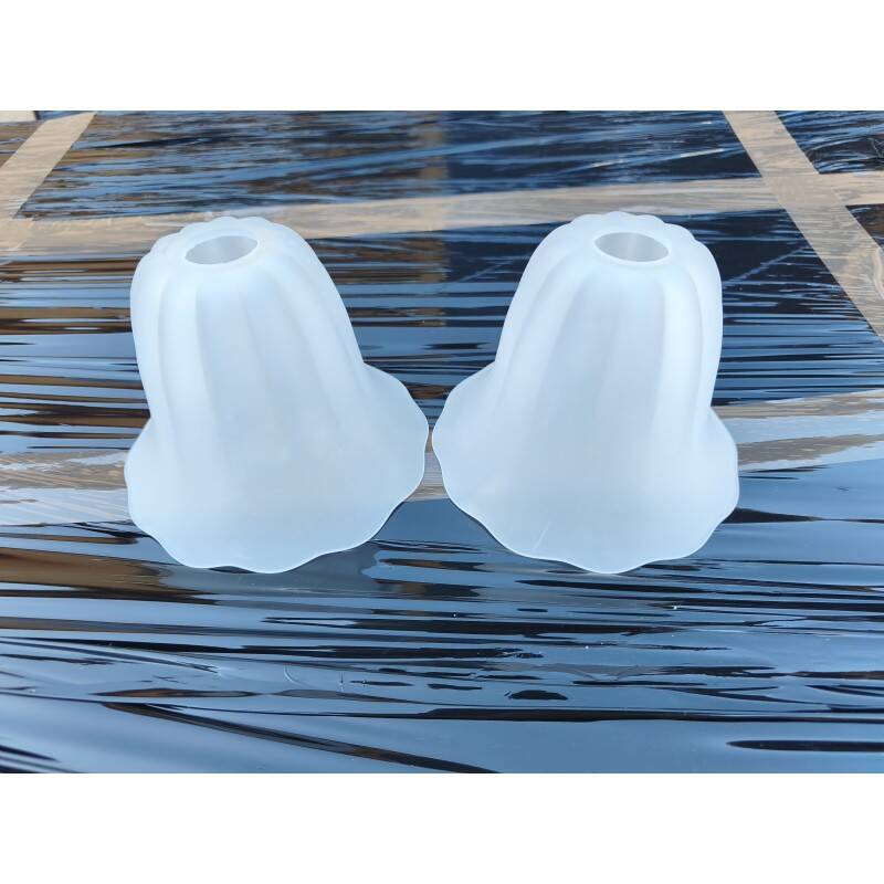 Pair of antique opaline glass tulips