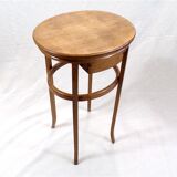 Pedestal table with vintage wooden drawer