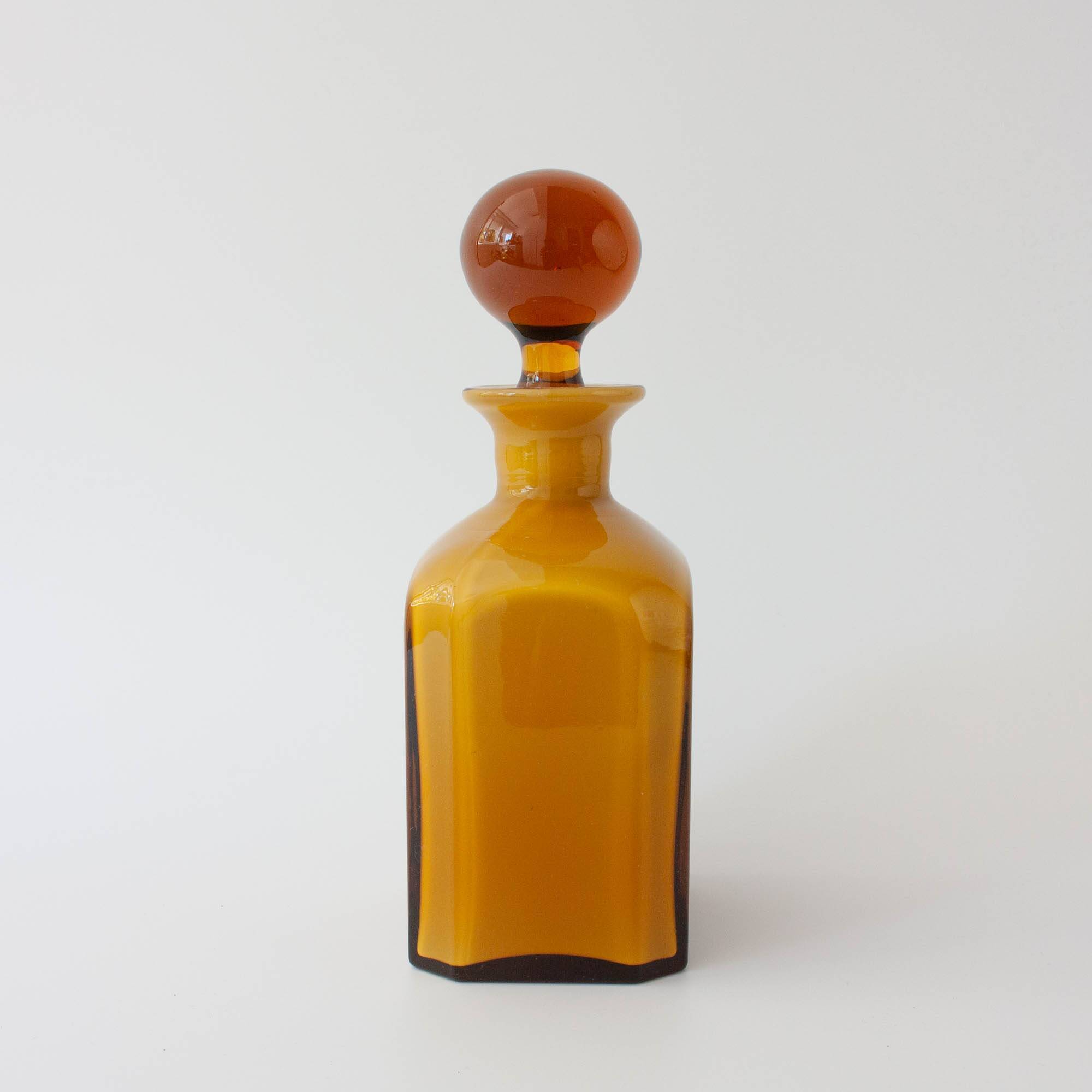 Vintage Mustard Opaline Glass Bottle from Marinha Grande, 1960's