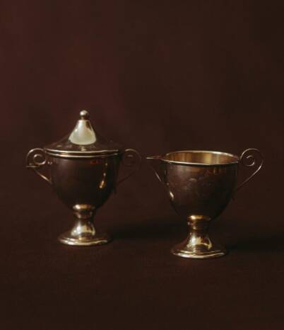 Vintage silver plated milk and sugar set