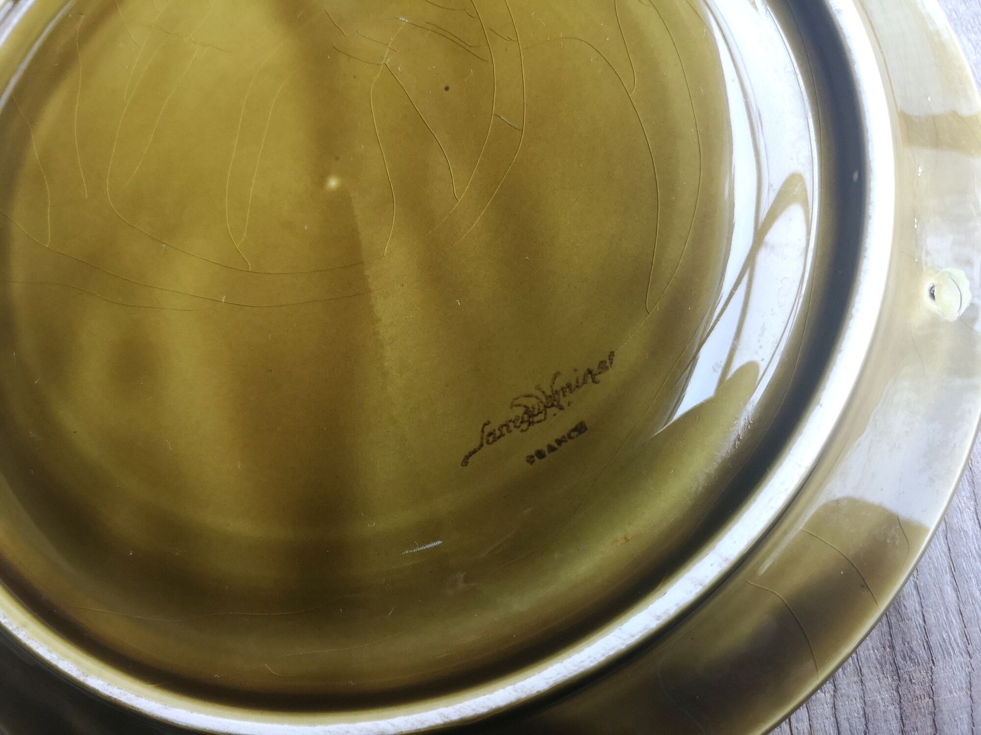 8 old ceramic fondue plates coloured Sarreguemines