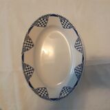 Oval flat faience old Orchies Moulin des Loups decoration PANTIN Blue Iron Earth