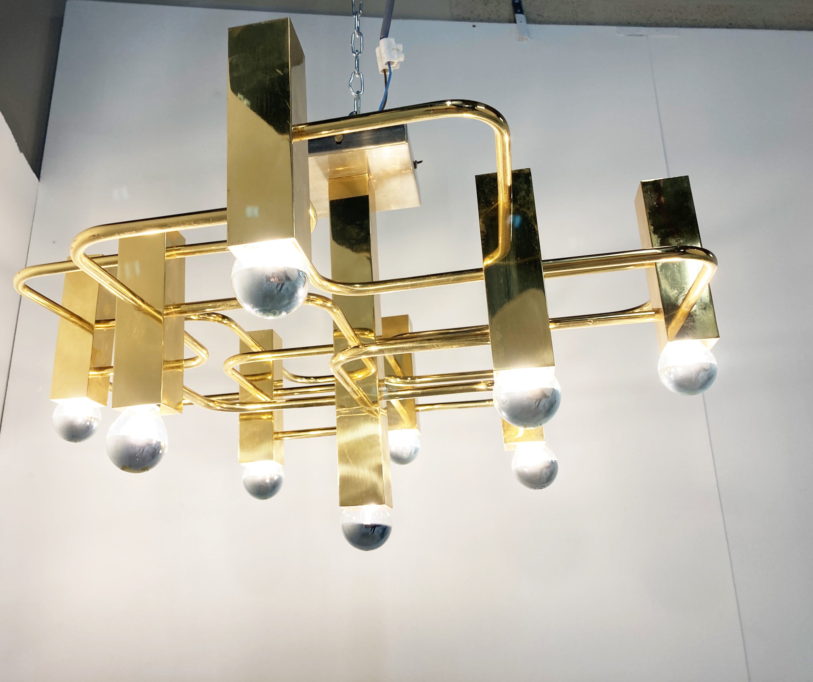 Brass chandelier from Sciolari, 1970s