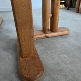 French design pine table and chair set from the 70s brutalist vintage arcs