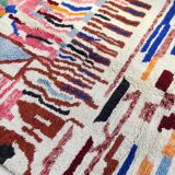 Moroccan berber carpet beni ouarain ecru with colorful patterns 300x215cm
