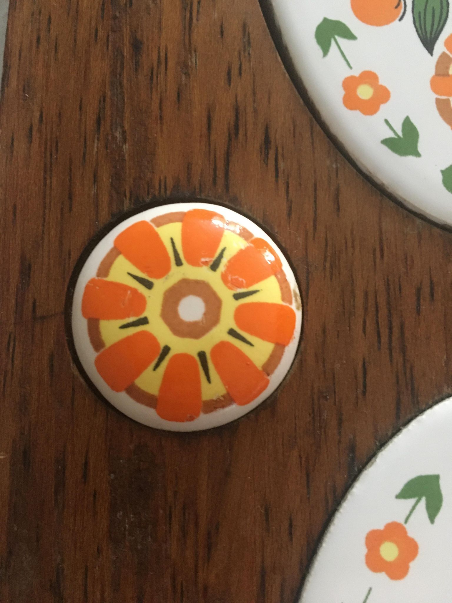 Vintage cheese board in wood and earthenware