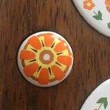 Vintage cheese board in wood and earthenware